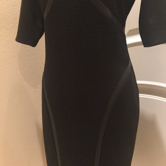 Julia Jordan black knit dress with faux leather detailing. - Picture 2 of 5
